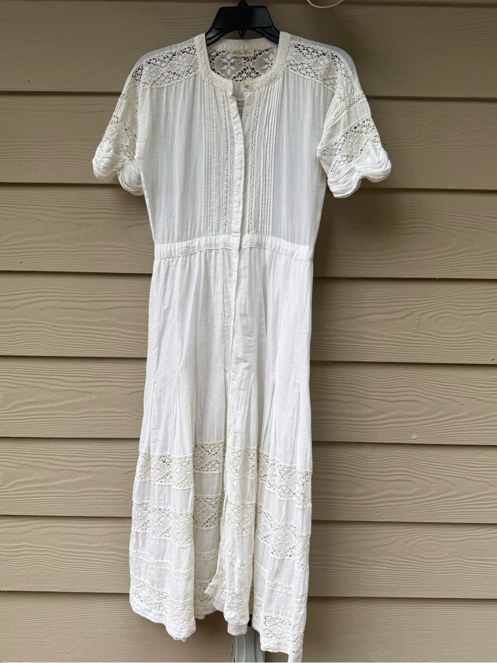 LoveShackFancy Edie Voile Lace Trim Button Front Maxi Dress - Picture 9 of 16